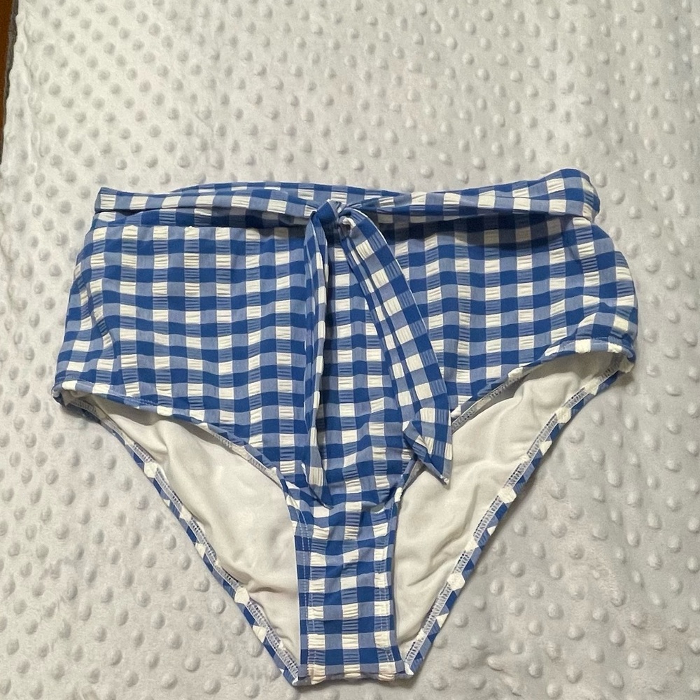 Gianni Bini Blue Gingham Swim Bottoms! Size Large!
